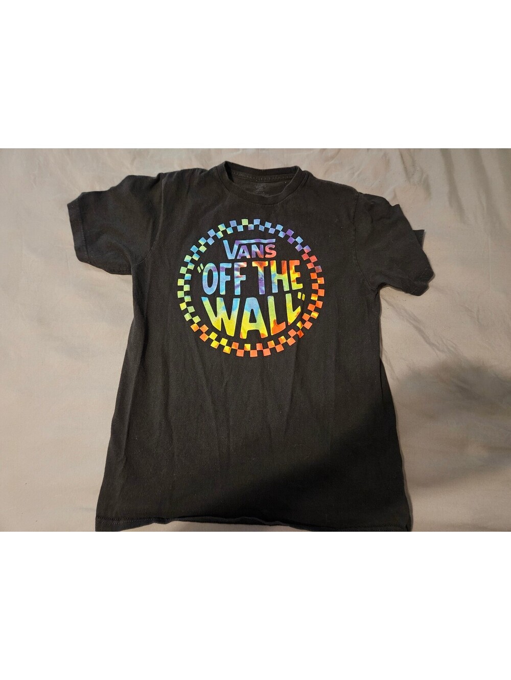 Vans Off The Wall Black T-Shirt with Rainbow Logo